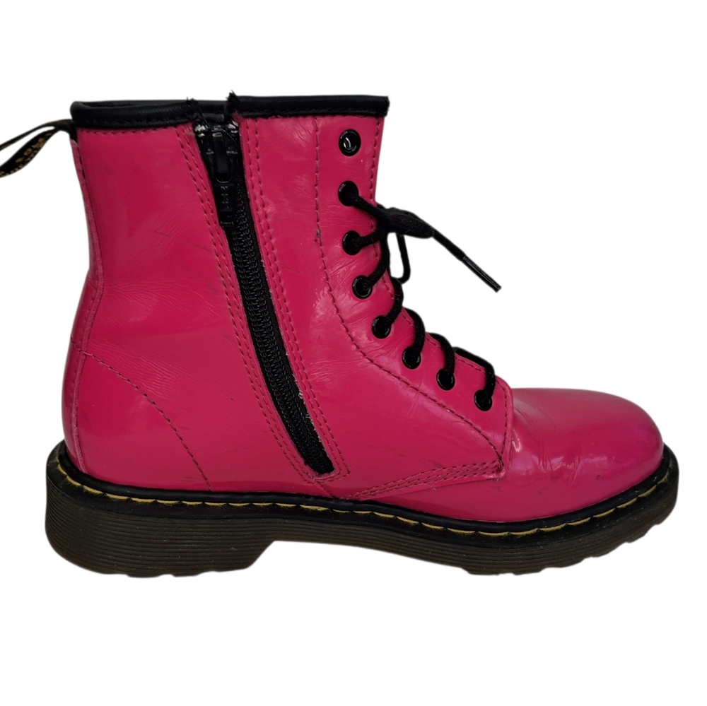 Dr. Martens Patent Leather Pink Lace-Up Combat Style Boots Womens Size 5 - Picture 3 of 7